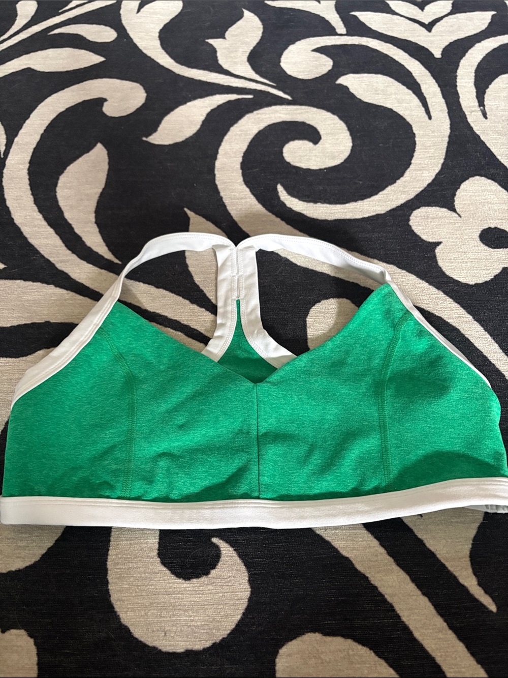 Beyond Yoga Emerald Green Racerback Sports Bra with White Trim